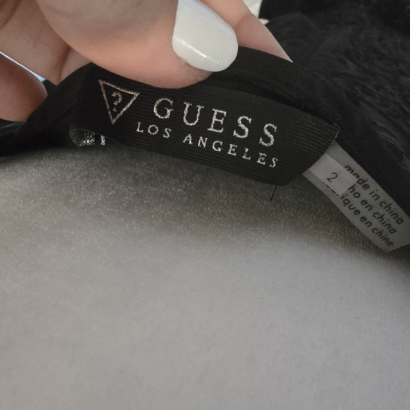 Guess Black Ruffled Sheath Mini Dress Size 2 - Picture 2 of 11